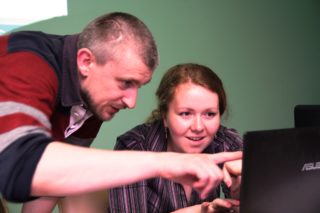 Mykola Kostynyan (left) is an expert in digital security. His trainings are hands-on and reflect the latest development in the field.